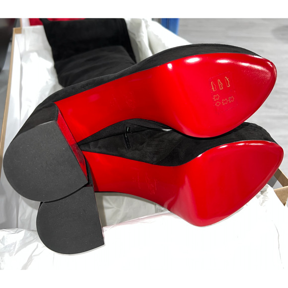 Christian Louboutin Movida Alta Botta 130 Black Suede Thigh High Heel Boot 41 - Picture 12 of 12